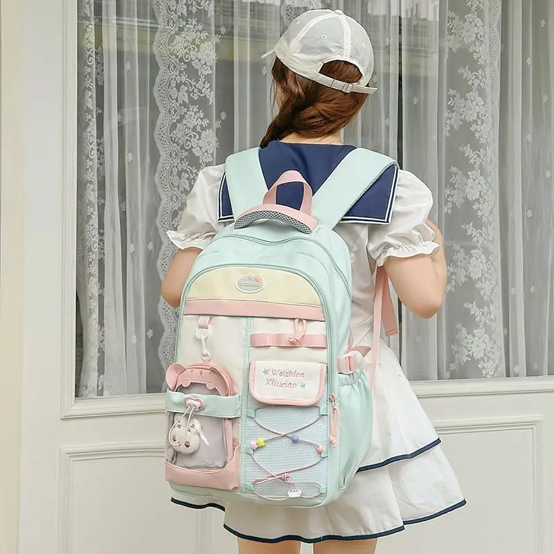 New Japanese Girls' Ulzzang Cute Ita Bag College Style Fresh Sweet Candy Color School bag Lightweight Large Capacity Backpack