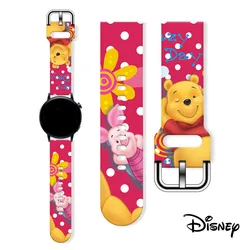 Disney Winnie the Pooh Piglet Tigger Cute Printed Silicone Strap For Samsung Huawei GT Watch FB-Versa 23MM 22MM 20MM Watch Band