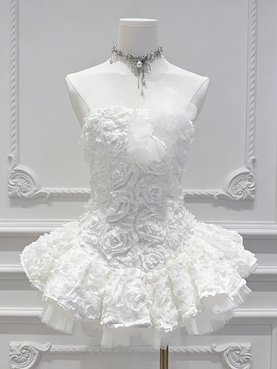 VGH 솔리드 섹시한 주름 미니 드레스 여성용 스퀘어 칼라 민소매 하이 웨이스트 여름 스위트 파티 드레스 여성 패션 스타일