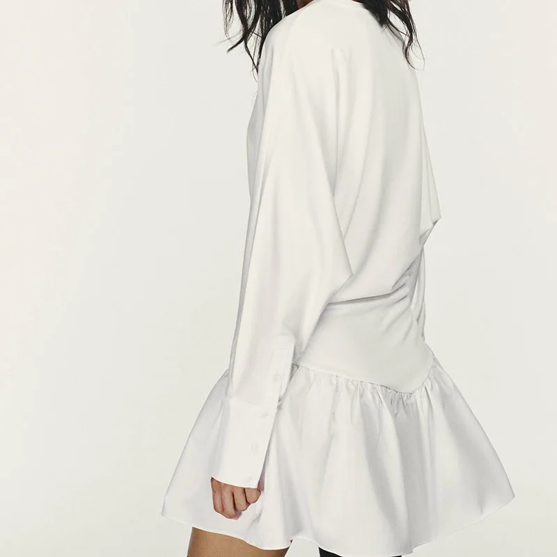 Spring New Arrival Women's Dress Simple Long Sleeve Batwing Short Dress Splicing Design Fashionable And Elegant for Young Ladies
