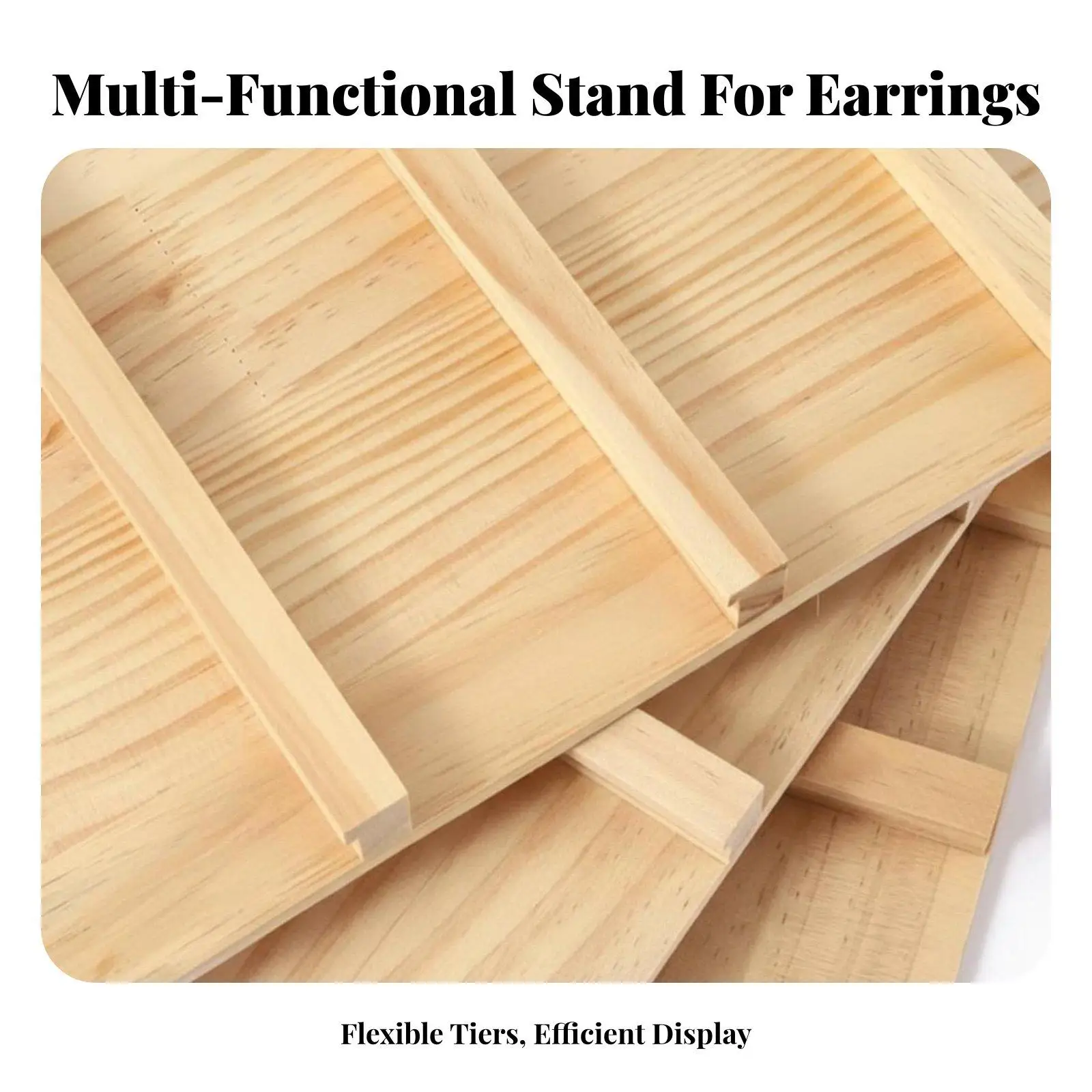 Solid Wood Earring Display Stand Multi Tier Jewelry Organizer Rack for Retail Market Countertop Showcase Holder