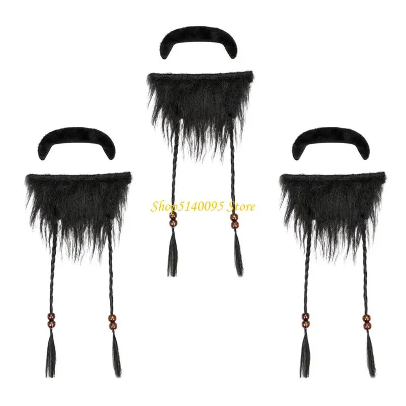 Dxae 3pcs plástico práctico bigote falso falso para mago pirata accesorios disfraces santa fáciles limpiar accesorios