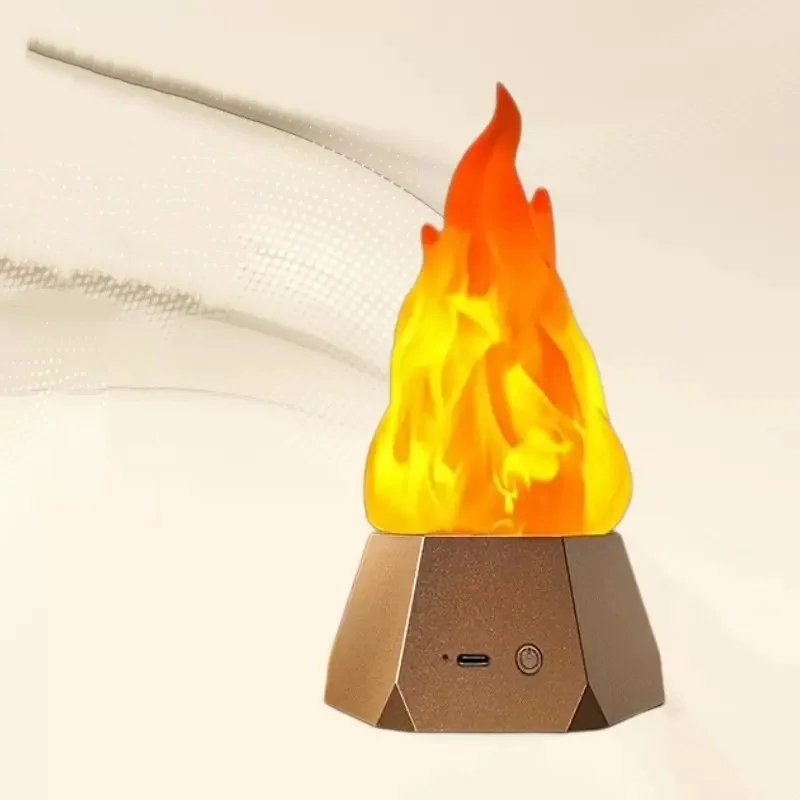 

Flickering Flame Lamp USB Rechargeable 3D Fake Fire Night Light Realistic Flame Effect Indoor/Outdoor Halloween Camp Home Decor