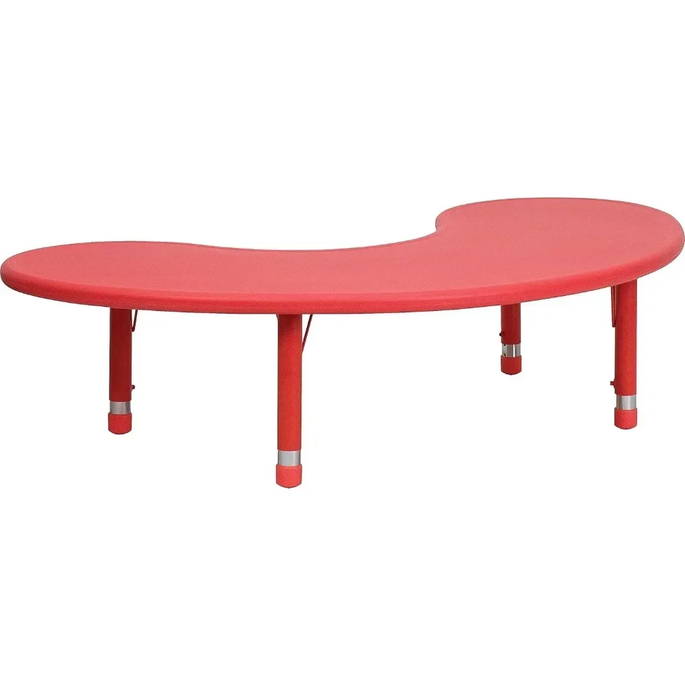 # Para meia-lua mesa de atividades pré-escolares de altura ajustável para escola/casa, mesa de atividades de sala de aula de plástico para crianças e