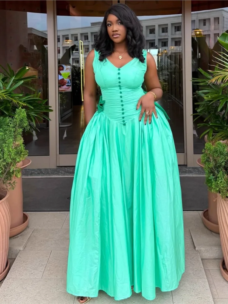 

African Dresses For Women Elegant Spring Summer Sleeveless Dashiki Maxi Dress Ladies Traditional African Clothing Fairy Dreaes