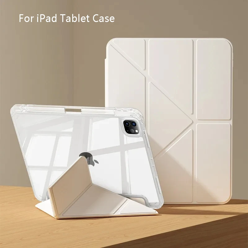 

Чехол 2024 года для iPad Pro 11, iPad 10.2 (7/8/9/10/11 поколений), A16 2025, iPad Air 6/5/4/3 (10.5/10.9/13/12.9), с держателем для Apple Pencil, прозрачный