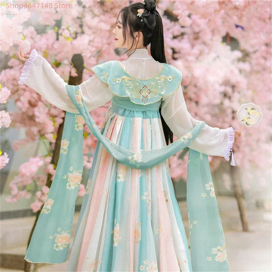 

Вышитая рубашка с большими рукавами Hanfu, костюмы династии Тан, Женская праздничная одежда Hanfu, женский костюм