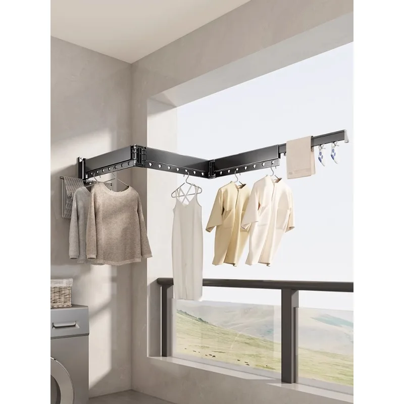 

Folding clothes drying rack Invisible telescopic clothes drying rod Wall hanging Balcony Outdoor indoor window sill