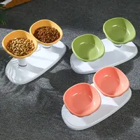 Cat Dishes for Food and Water Height Adjustable Pets Water and Food Bowl Set Large Capacity Cat Food Feeder and Waterer Set