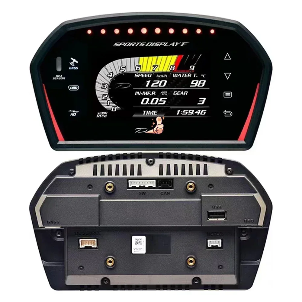 Multi-function Smart Meter OBD2 English Version Auto  Sports Display Auto Gauge Boost Volts Oil Pressure LCD Screen DSDF