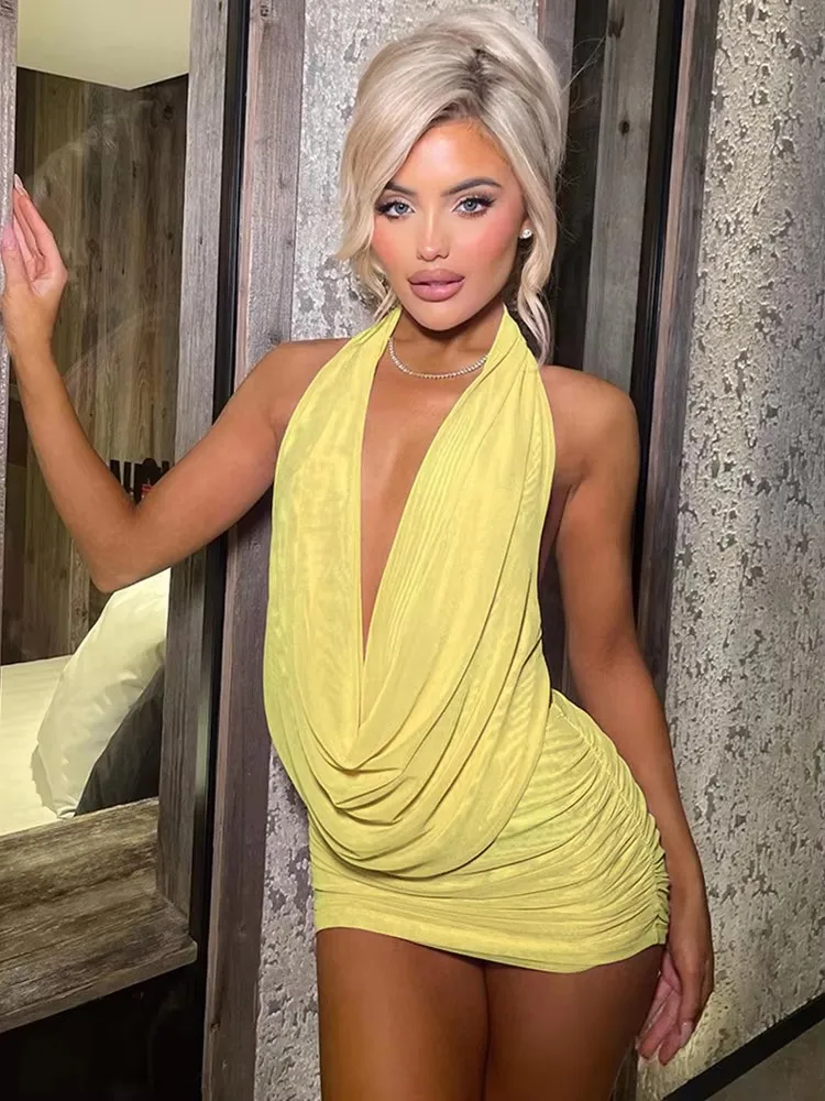 Set 2 Potong Tambal Sulam Jaring Kucing Aneh Kamisol Punggung Terbuka Berenda Halter Wanita + Rok Mini Ruched Pakaian Pesta Klub Seksi Tengah Malam