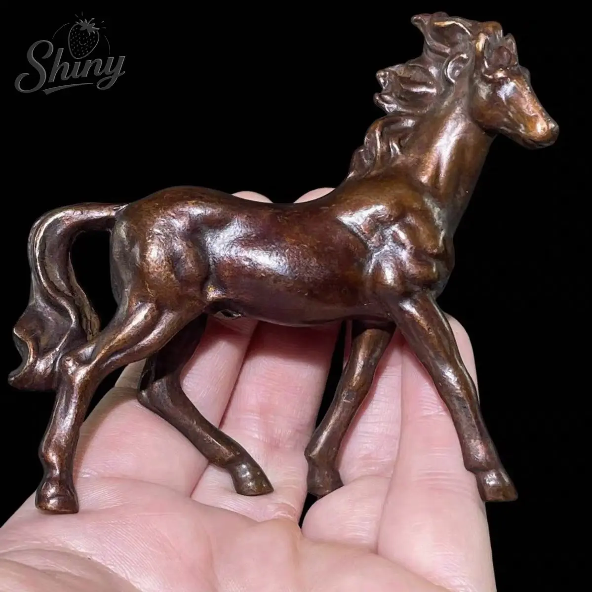 

3.5" Antique Chinese Tang Horse Statue Twelve Zodiac Horse Desktop Tea Table Small Ornaments Interior Decoration Sculpture