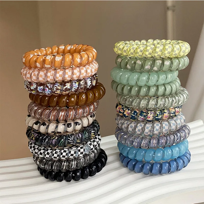 Color Series Phone Line Hair Ring Headwear Women\'s High Elasticity Durable Tie-up Hair Head Rope Rubber Band Simple Hair Rope