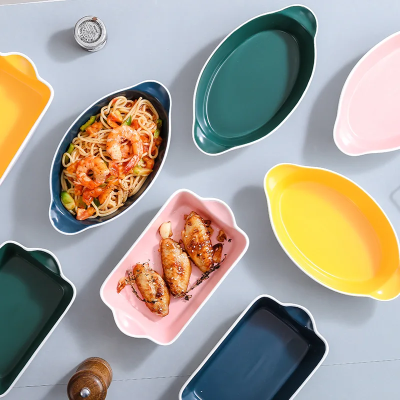 

Creative ceramic plate, cheese gratin, microwave, binaural oven, special cutlery set, household baking pan, baking bowl