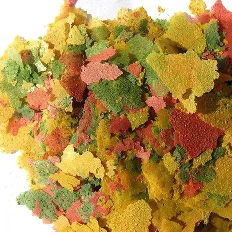 New 100g/pack Tropical Ornamental Fish Thin Slice Food Aquarium Fish Feed Fish Seedling Fattening Food Family Fishing Accessory