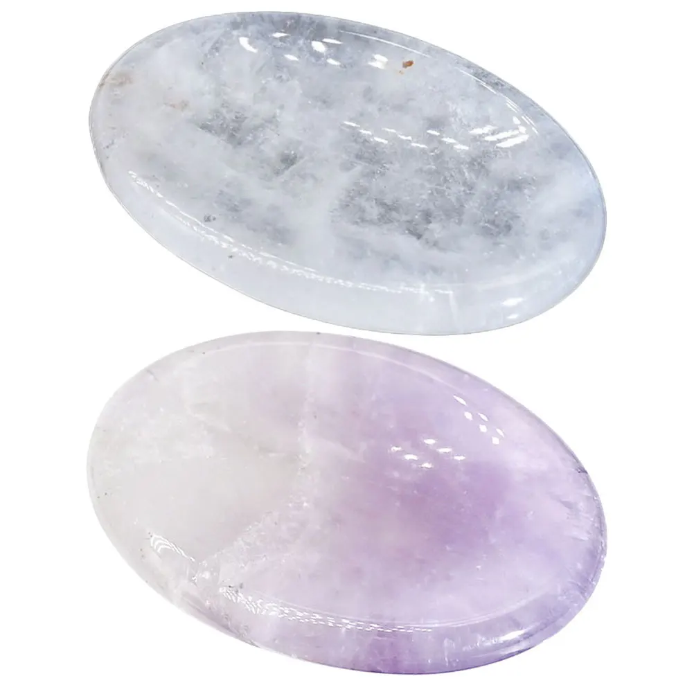 

2pcs Facial Gua Sha Tool Natural Massage Stone Smooth Edges Portable Scraping Plate For Blood Circulation Stress Relief Skin