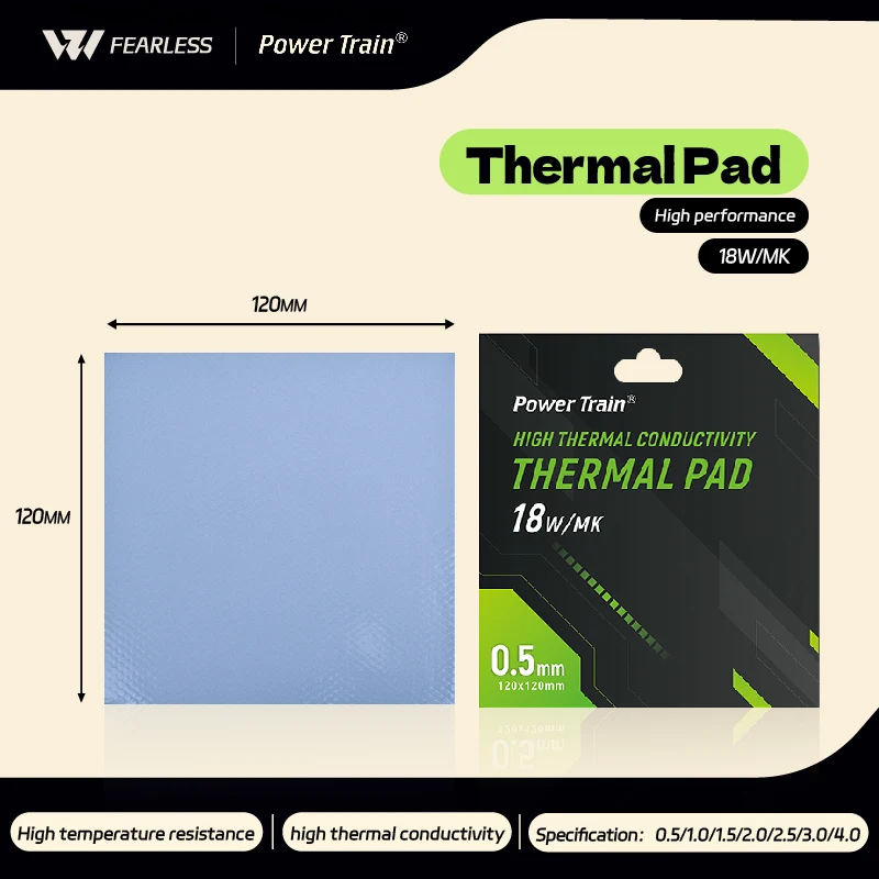 

Power train 18W/Mk 120×120MM High Quality Cooling Thermal Pad GPU CPU high thermal conductivity pc accessories thermal paste