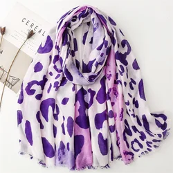 Winter women's scarf luxury brand scarves woman autumn Spain style fashion long purple leopard scarves sun protection cape