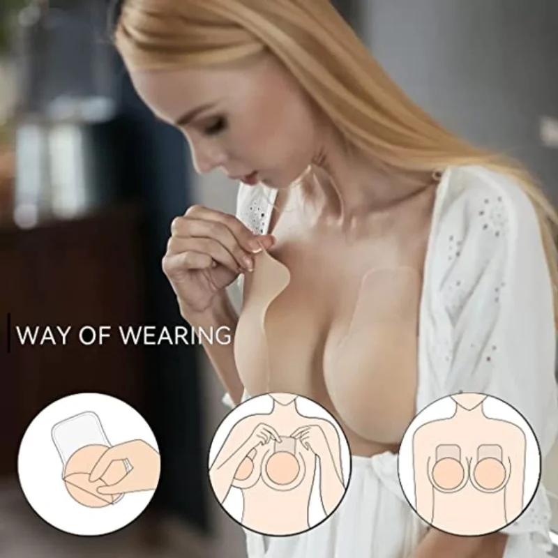 Reusable Strapless Bras Women\'s Lift Up Bra Sticker Silicone Nipple Cover Adhesive Invisible Bra Breast Pasty Lady Chest Petals