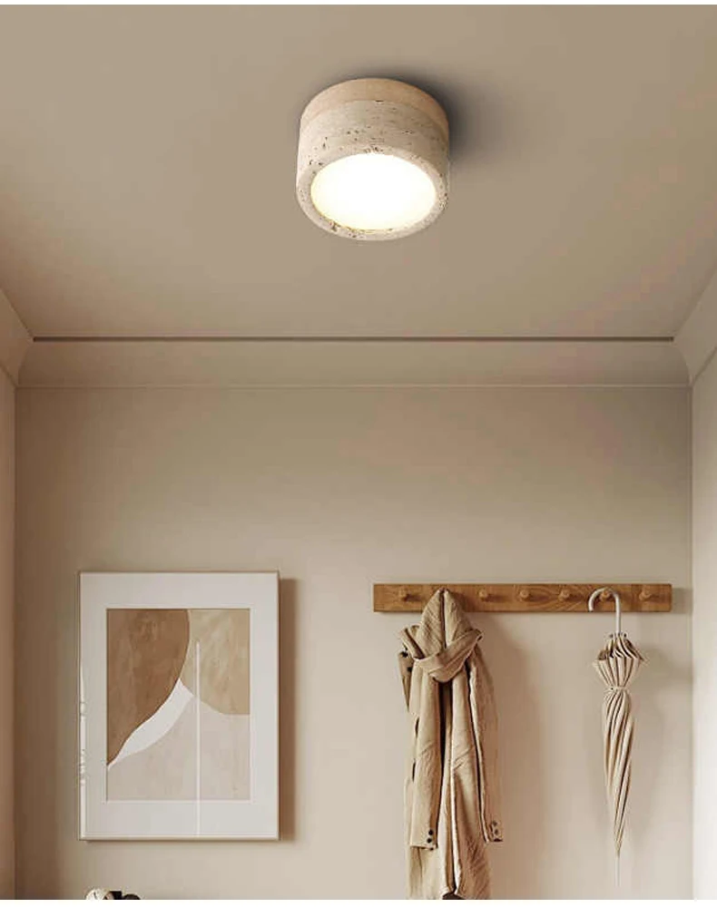 Wabi Sabi Stone LED Ceiling Light Brown installation