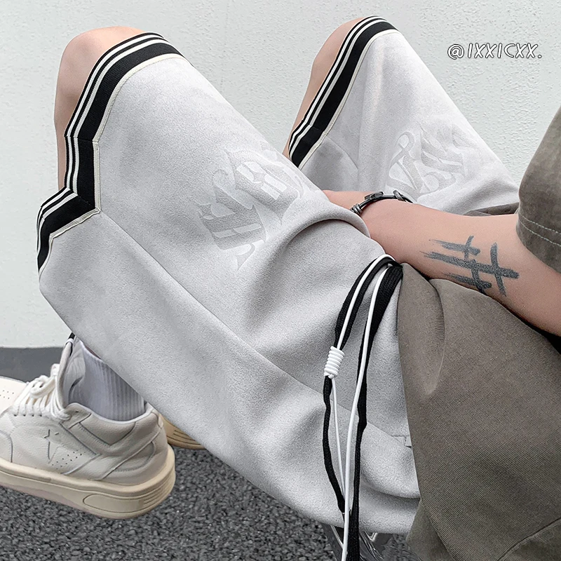 

Мужские свободные баскетбольные шорты из замши в стиле ретро, летние тонкие прямые повседневные шорты средней длины, молодежная мода