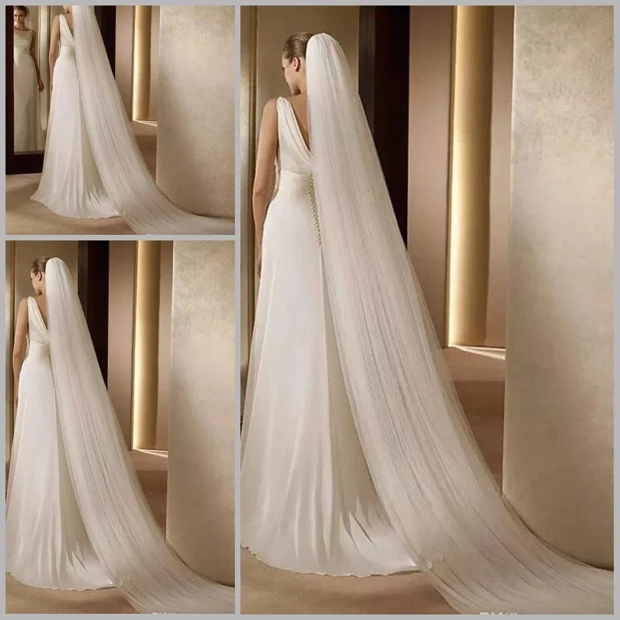 

Elegant Wedding Accessories 3 Meters 2 Layer Wedding Veil White Ivory Simple Bridal Veil With Comb Wedding Veil