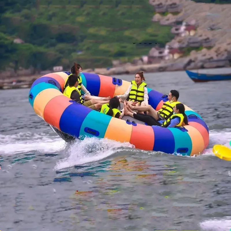 Customize Size Inflatable Disco Boat Crazy UFO Flying Spinning Tube for Water Entertainment