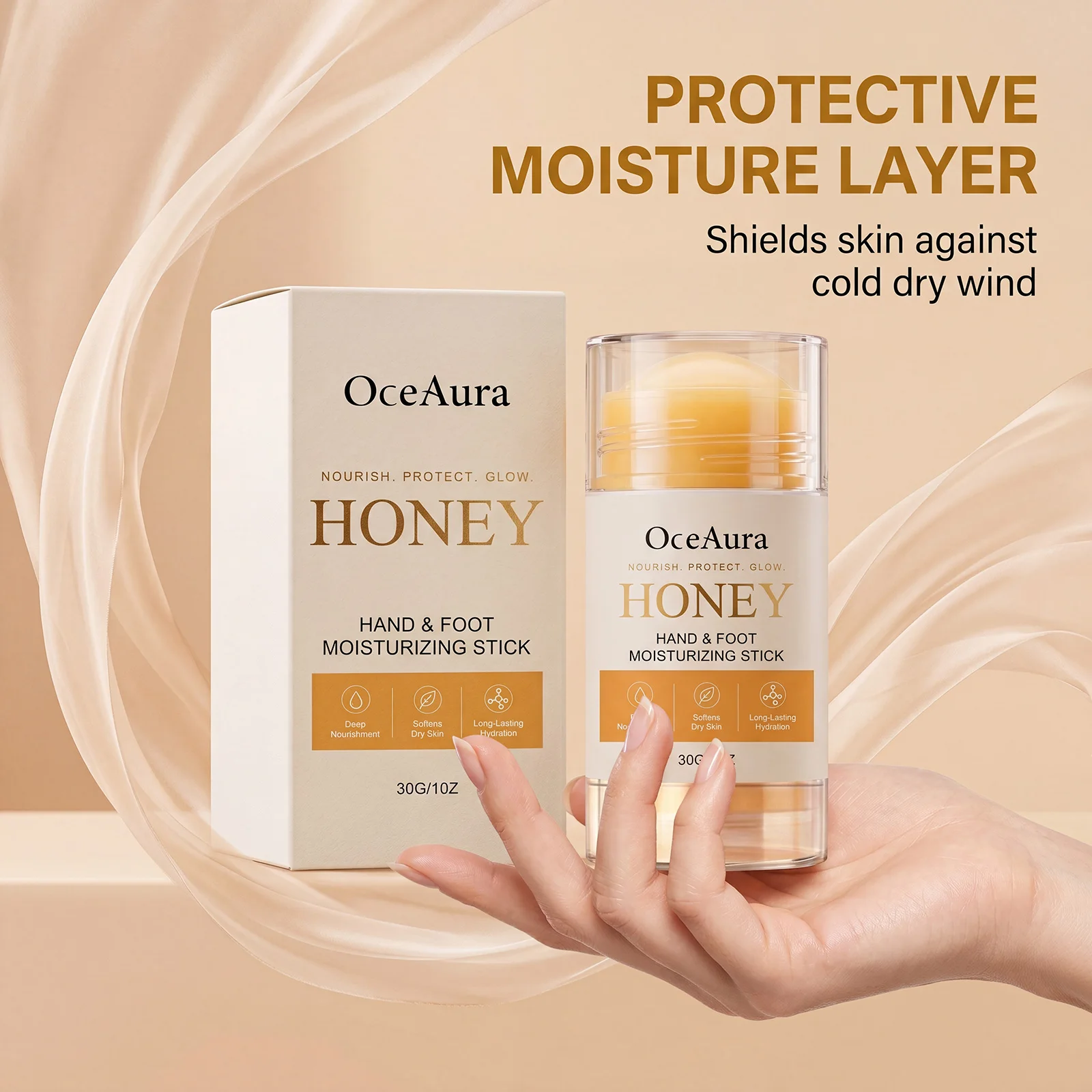 Natural Honey Cracked Heel Stick Moisturizing Stick Deep Nourishing Heel Balm for Severely Dry Feet Hand Skin Repair Mess Free