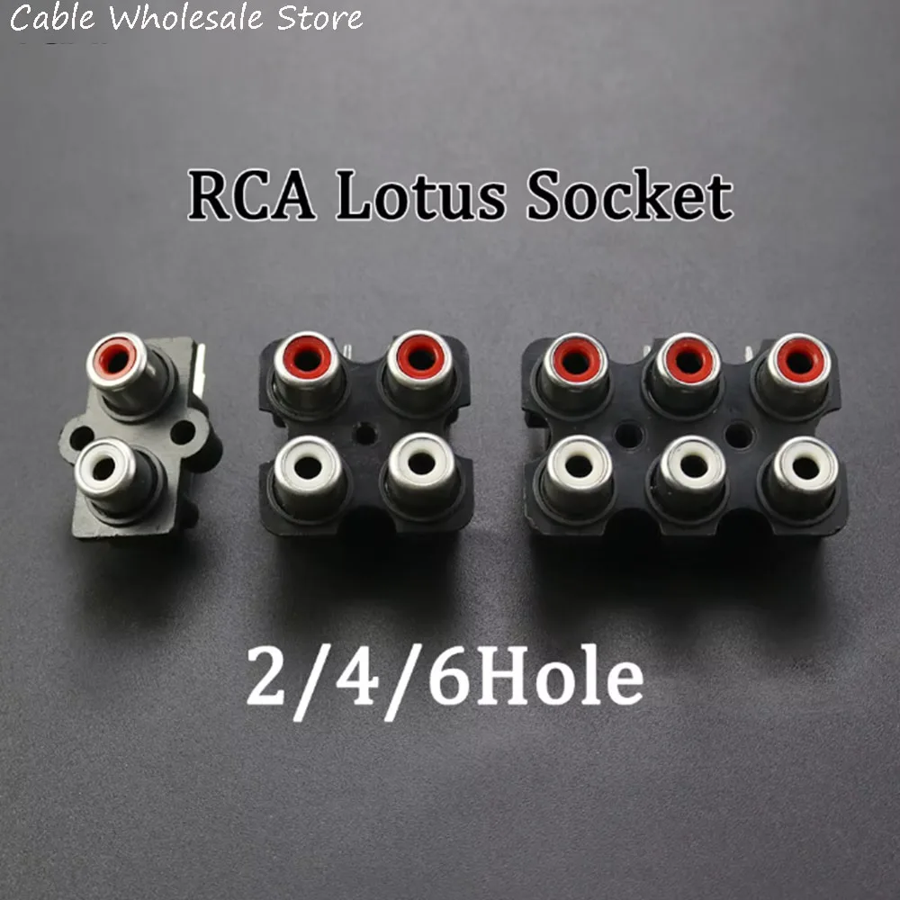 

1-10PCS 2/4/6/ Hole RCA Female Stereo Audio Jack AV Audio Input Socket Connector Lotus Row Amplifier Interface Signal Connection