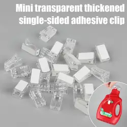 20pcs Self Adhesive Clips Tapestry Hangers for Hanging Storage Photo Spring Loaded Mini Transparent Single-sided Adhesive C H9W7