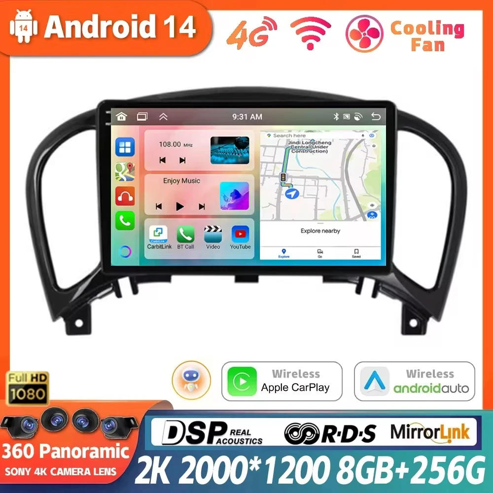 

Android 14 Car Radio for Nissan Juke YF15 2010 2011 2012 2013 2014 Multimedia Player Wireless Carplay Auto Stereo GPS No DVD