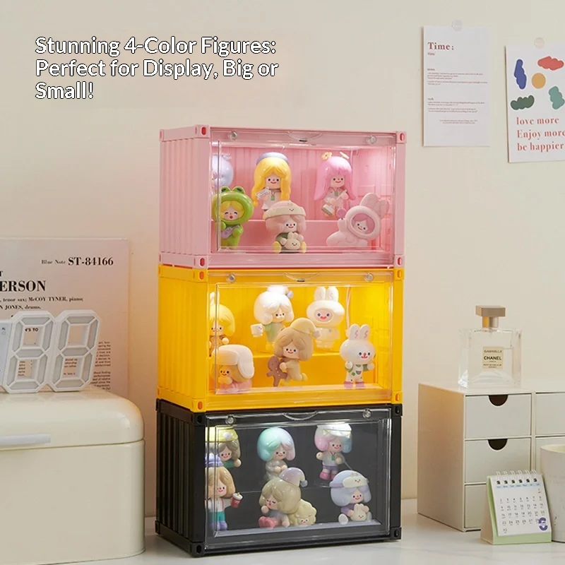 ブラインドボックスディスプレイケース透明プラスチック磁気ドア積み重ね可能大容量人形フィギュア寝室リビングルームの装飾