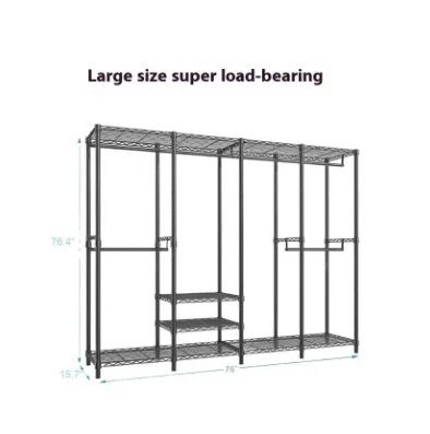 Stainless Steel Heavy Duty Foldable Clothing Rack Space-Saving Free Adjustment Chrome Plated 250KG Load Capacity Home/Retail Use
