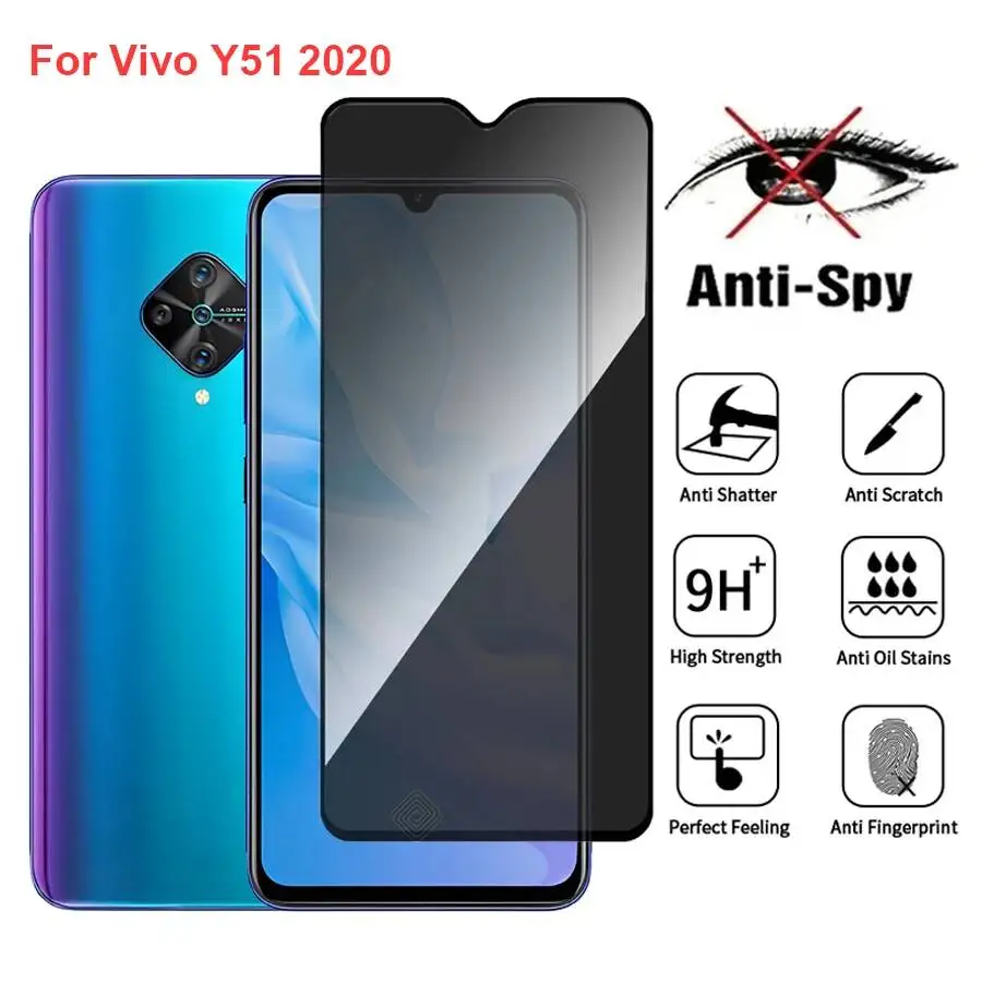 

Vivo Y51 Anti Spy Privacy Tempered Glass Protector Compatible For Vivoy51 2020 Full Cover Screen Phone Film