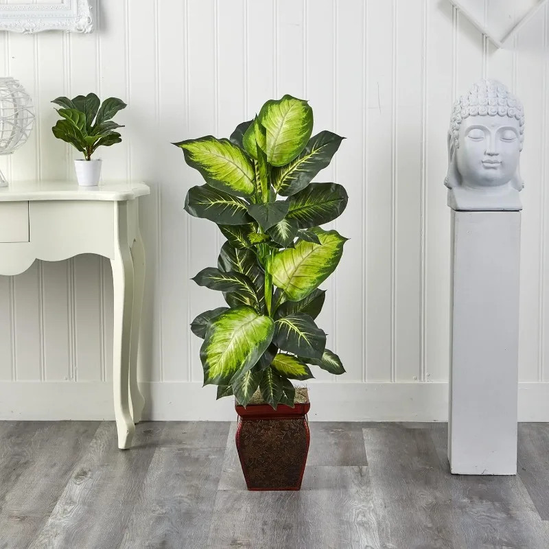 Dieffenbachia with Decorative Planter Artificial Trees, 45in, Green, Golden