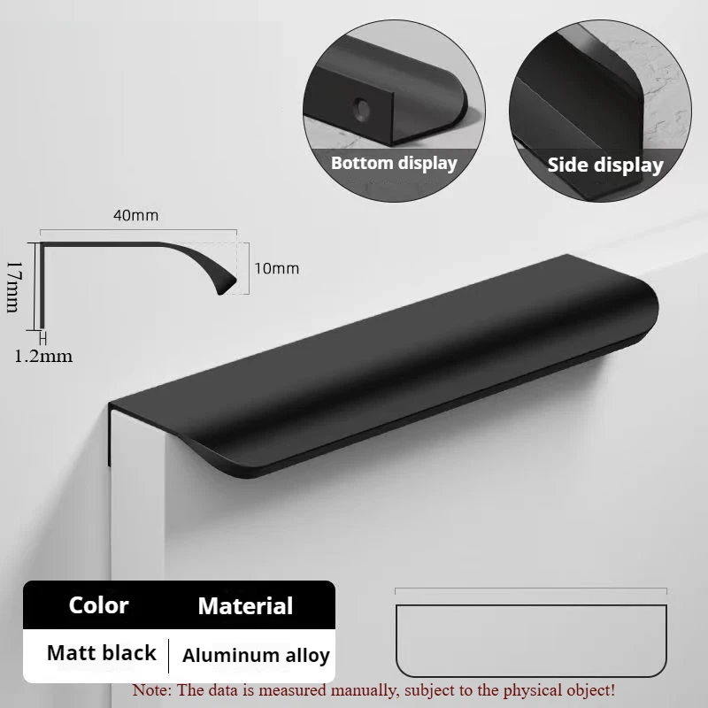 Hoement Invisible Cabinet Finger Pull Handle – Aluminum Alloy Seamless Drawer & Wardrobe Door Pull, Black, Rust-Resistant