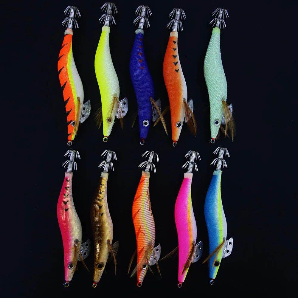 

10X 3.0 EGI SQUID JIGS Glow in Dark Fishing Lure Shrimp Prawn Flick Bait