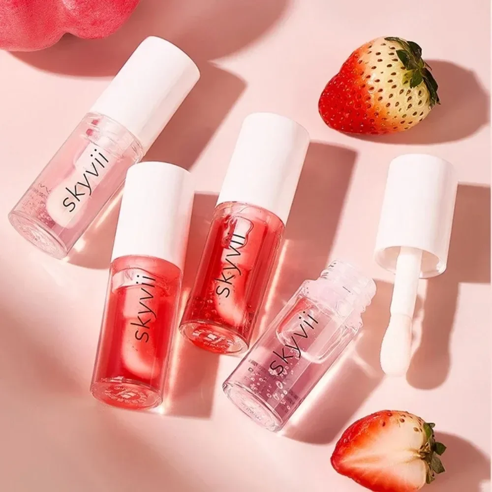 Strawberry Jelly Lip Oil Glossy Tint Glaze Lipstick Moisturize Liquid Fruit Jam Lip Beauty Treatment Transparent Hydrating Balm