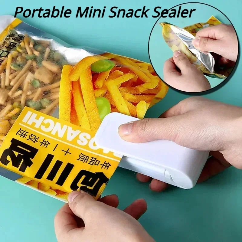 Selador térmico portátil para embalagem plástica Clipe de saco de armazenamento Mini máquina de selagem Adesivo prático Comida, Lanche, Gadgets de cozinha