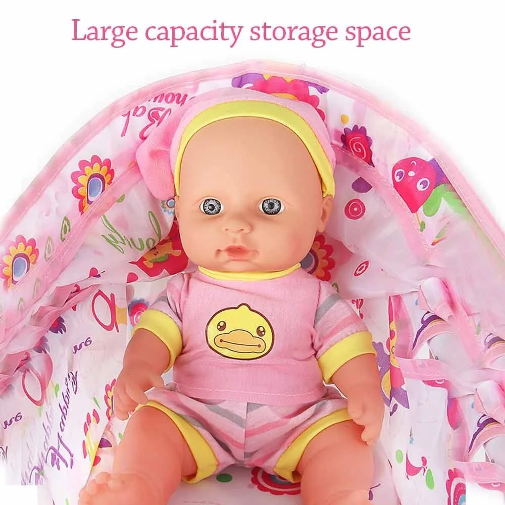 Carrozzina per bambole Passeggino pieghevole in ferro Carretto per bambole leggero e stabile di grande capacità colorato per ragazze