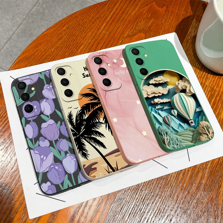 Phone Cover New For Samsung Galaxy A55 Case Colorful Flower Shockproof Matte Liquid Silicone Luxury Coque For Samsung A 55 Funda - náhled 2