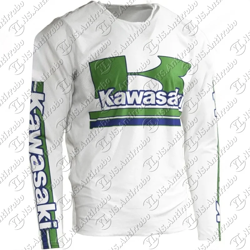 

Kawasaki, летняя новая быстросохнущая дышащая модная одежда для взрослых и детей для горной езды по бездорожью с длинными рукавами