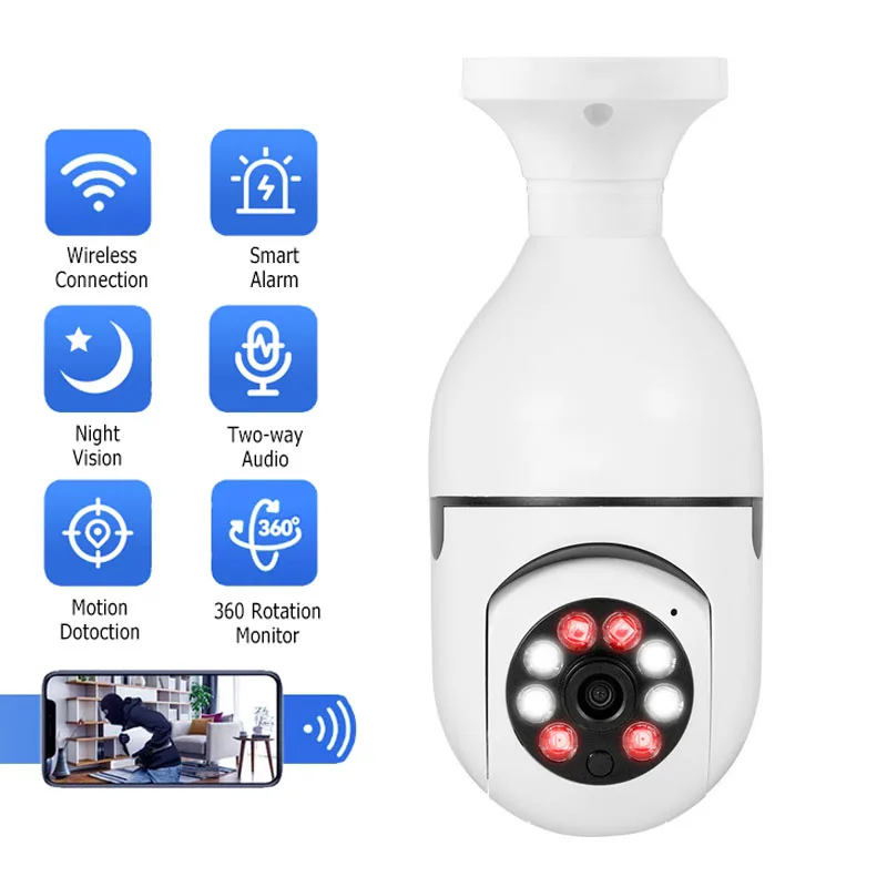 

HD 1080P Wifi CCTV Camera de Vigilancia LED Light 360 Wireless Panoramic Home Security CCTV Two Ways Audio E27 Lamp IP Camera