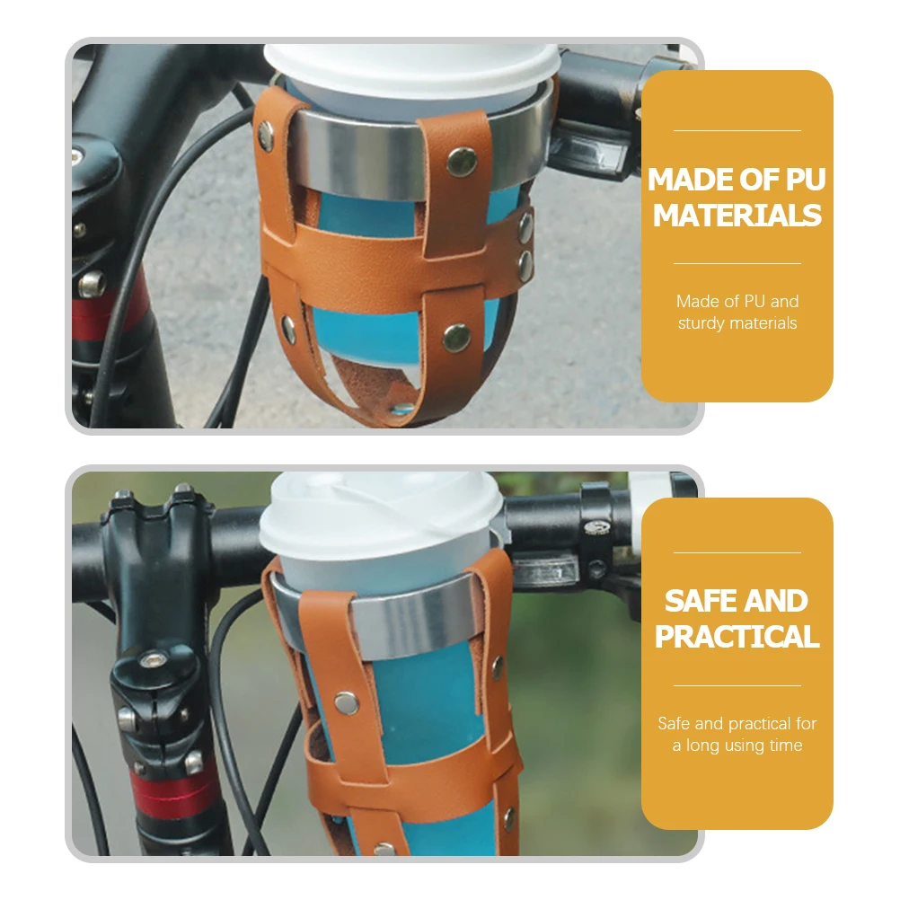 

1 Set Bicycle Cup Holder Vintage Pu Bike Water Bottle Cage Easy Install Smooth Edge Bike Beverage Rack Cycling Outdoor