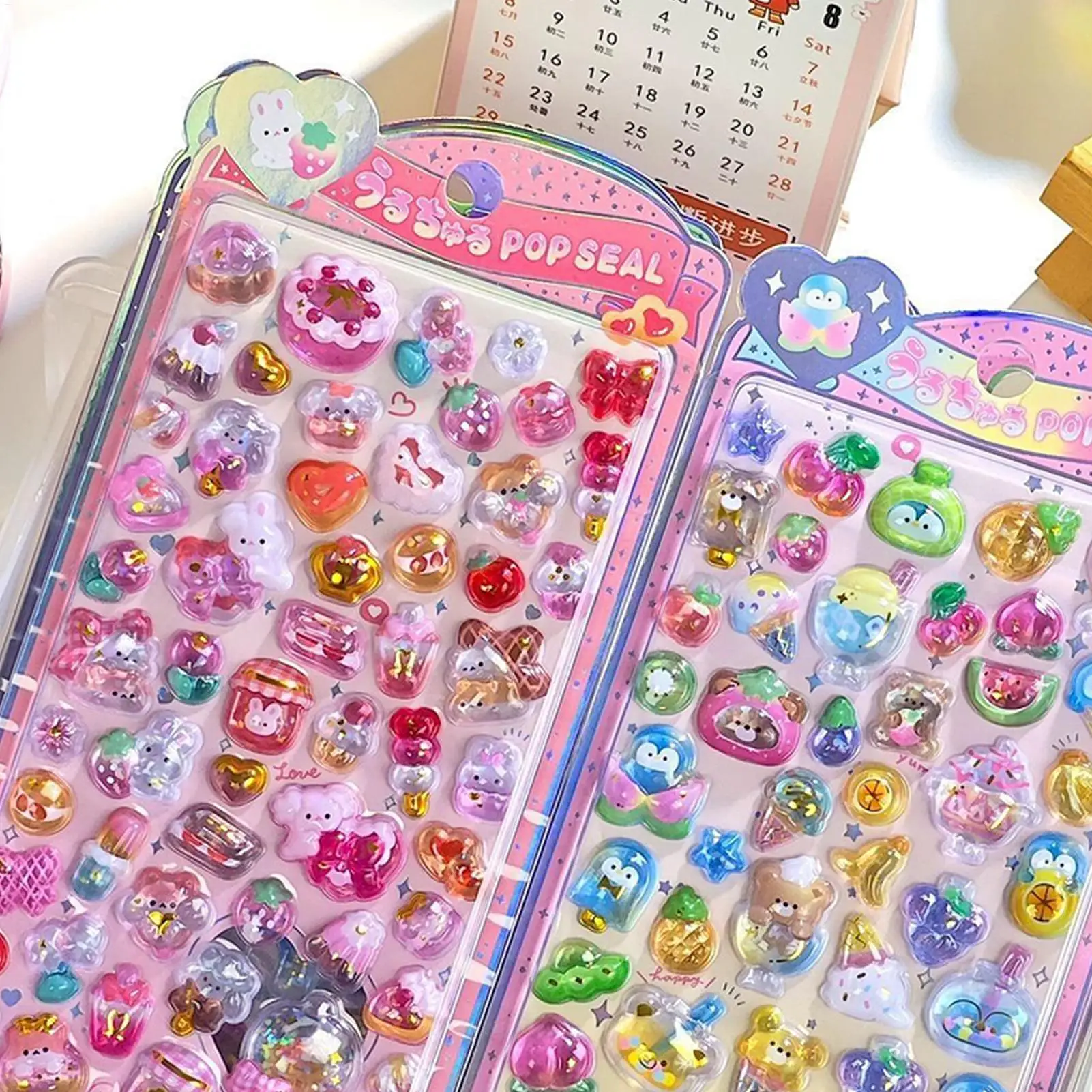 Stickers for Kids 3D Shiny Stickers Resin Crystal Texture Decals for School Student Teen Child Adult Car Craft Laptop Bottle