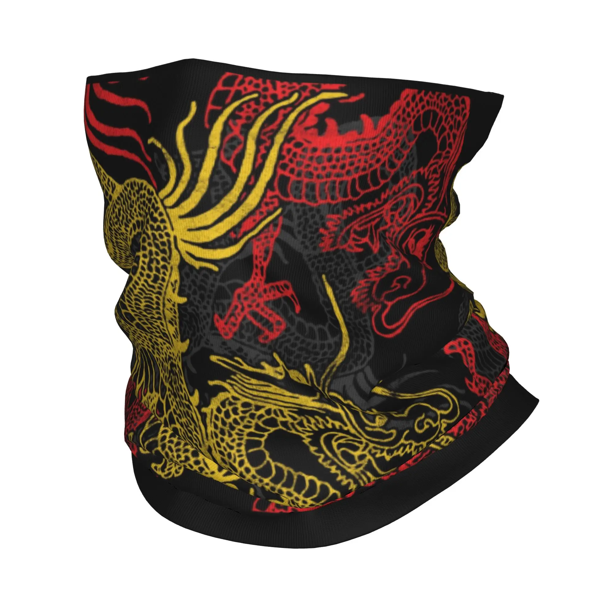 

Custom Golden Chinese Dragon Pattern Neck r UV Protection Face Scarf Cover Men Women Asian Folklore Mythology Headwear Tube