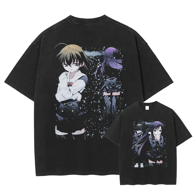 Camiseta School Days, Camisetas sin Mangas Anime Kotonoha, Saionji Sekai, Camisetas Vintage Lavadas, Camiseta Manga Corta Oversize Harajuku Manga