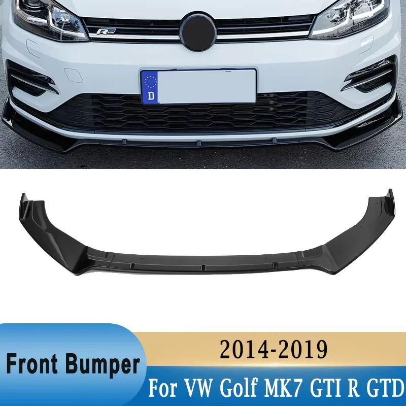 

3 Pcs Front Bumper Lip Spoiler Splitter Carbon Black For Volkswagen VW Golf MK7 MK7.5 GTI R R-line GTD 2014-2019