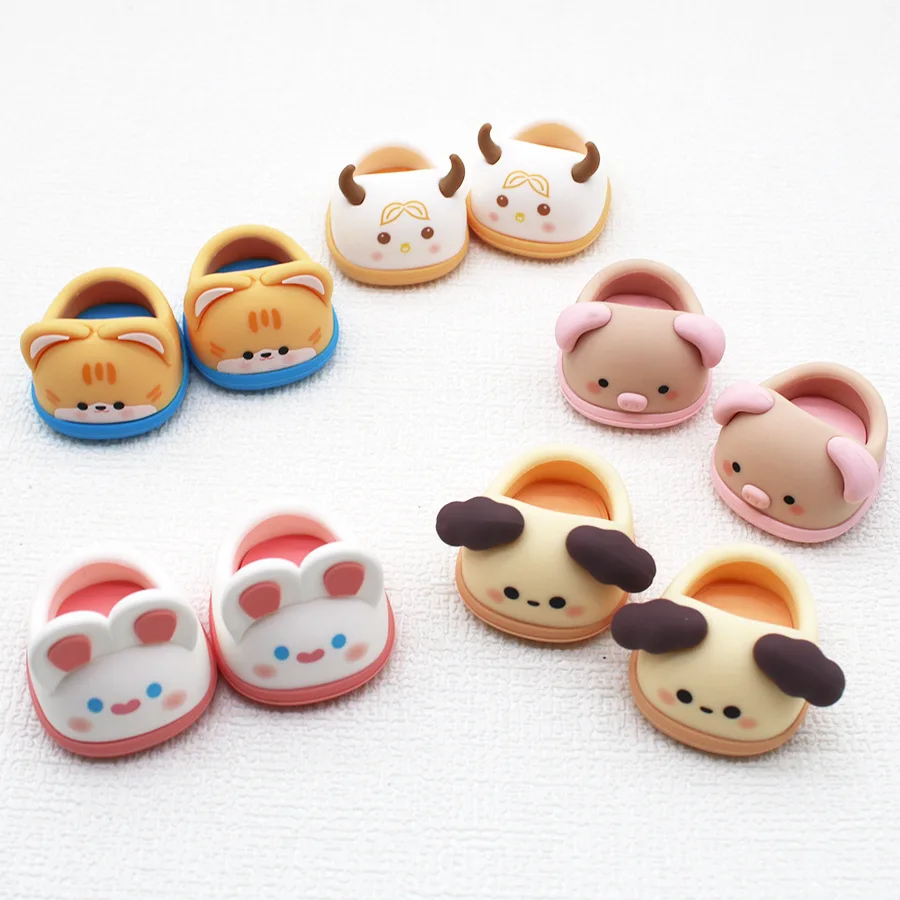 2PCS/Pair Cute Doll Shoes 4.3cm Cartoon Dog Mini Shoes For Pullip Licca Lati Dolls Keychain Accessories toys