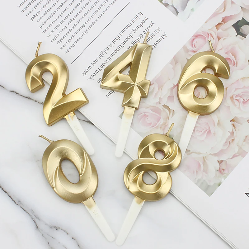 Golden Diamond Birthday Candles 0-9 Digital Cake Topper Number Wedding Cakes Dessert DecorParty Supplies Accessories